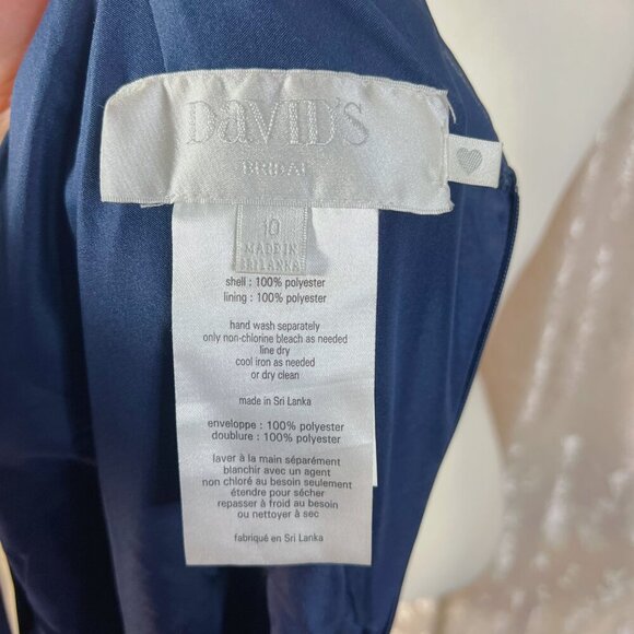 David's Bridal Long Chiffon Surplice Tank Dress in Marine Blue Women's Size 10 - Picture 8 of 12